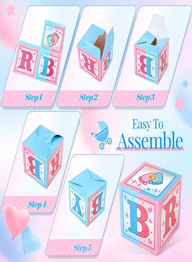 Seenelling 4 Pcs Gender Reveal Boxes Blue and Pink Balloon Boxes Block Decorations with Letter for Gender Reveal Theme Party Decor (Pink Blue White) - Image 4